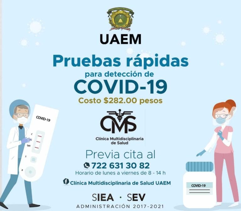 La Universidad Autónoma del Estado de México, ofrece pruebas de COVID-19