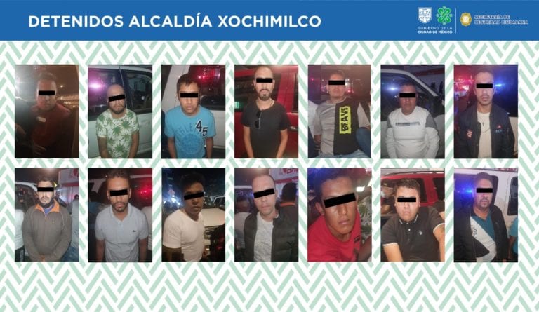 Detienen a 14 en Xochimilco con armas y drogas, viajaban en caravana