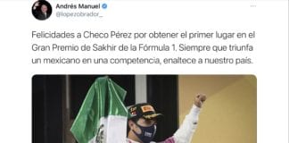 Felicitación a Checo Pérez