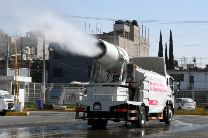 Comenzó operaciones camión sanitizante en Nezahualcóyotl