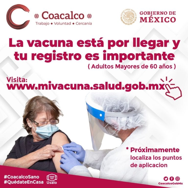 En próximos días llegará a Coacalco la vacuna anti COVID para adultos mayores