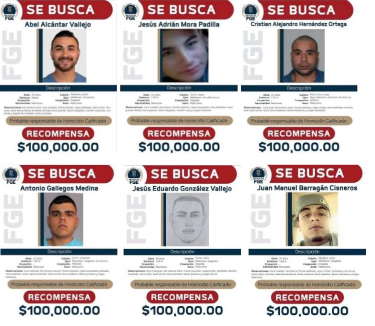 Identifican a seis involucrados en masacre de San José de Gracia; ofrecen recompensa de 100 mil pesos por cada uno
