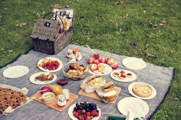 picnic-comida-canasta-mantel-campo