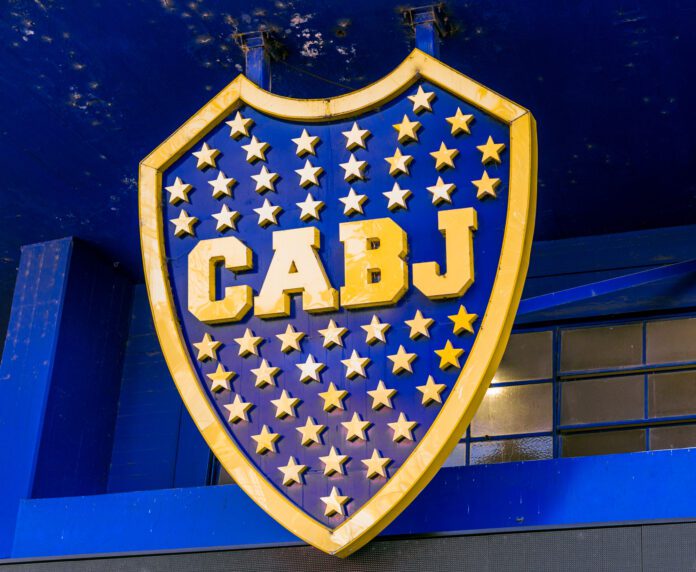 Boca Juniors football club emblem at the Bombonera stadium