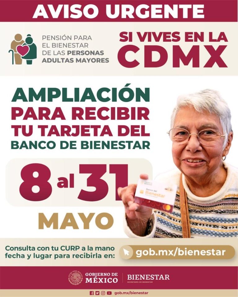 Amplían plazo hasta el 31 de mayo para entregar las tarjetas de pensión para adultos mayores en CDMX