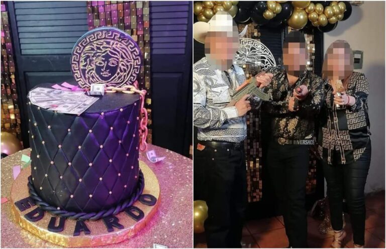 Funcionaria de San Luis Potosí le realiza fiesta “buchona” a su hijo; hubo armas de juguete y dinero falso