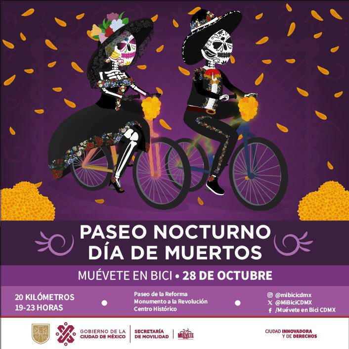 Habrá Paseo Nocturno en Bici en la CDMX por el Día de Muertos