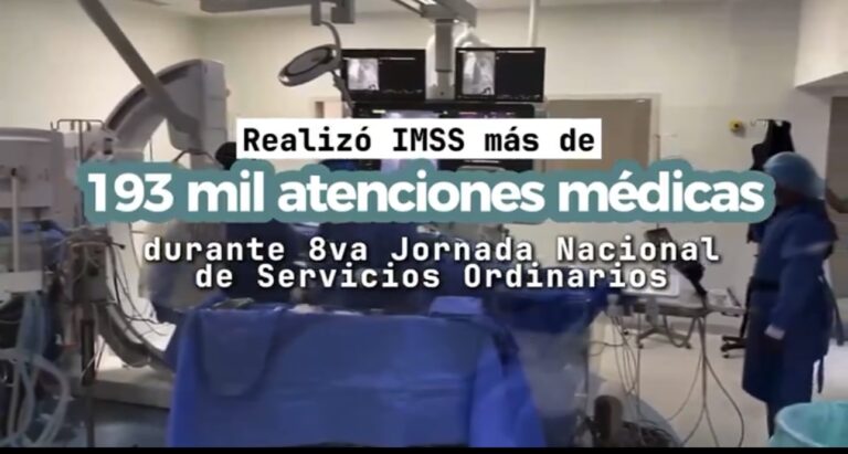 Realizó IMSS más de 193 mil atenciones médicas en Jornada Nacional deServicios Ordinarios