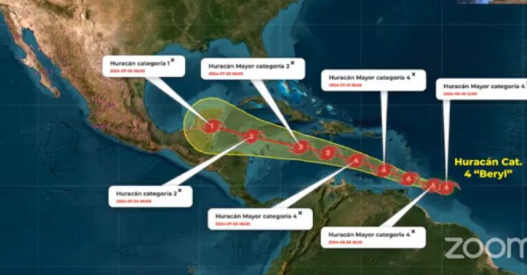 Huracán Beryl impactará en la Península de Yucatán entre el jueves y viernes; confían en que se degrade