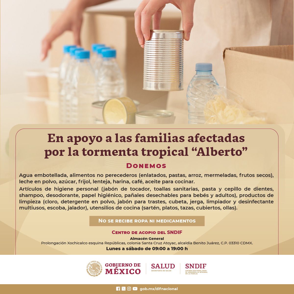Habilita DIF Nacional Centro de Acopio en apoyo a familias afectadas ...