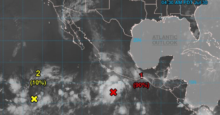 Aumenta a 90% la posibilidad de formación del ciclón “Carlotta” al sur de Guerrero y Michoacán