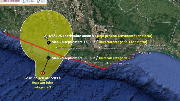 Huracán “Jhon” podría impactar esta madrugada como categoría 3 en los límites de Guerrero y Oaxaca