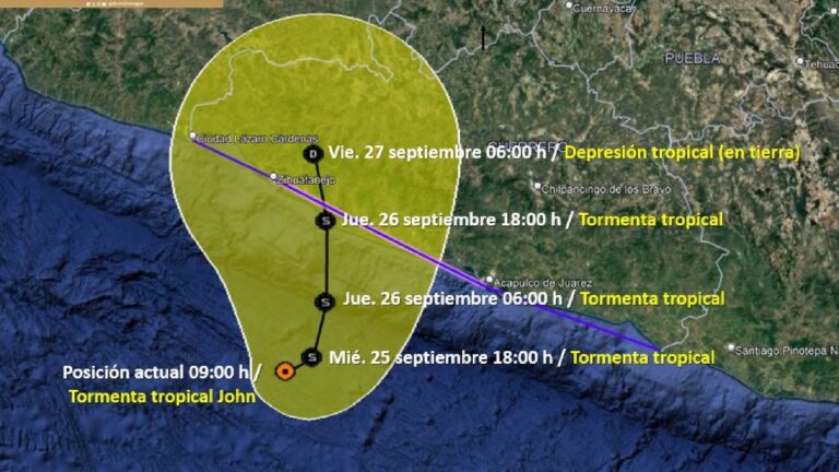Resurge la tormenta “Jhon” frente a las costas de Guerrero para impactar por segunda ocasión