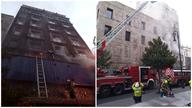 Bomberos de CDMX salvan a mujer y su mascota en incendio en el Centro Histórico