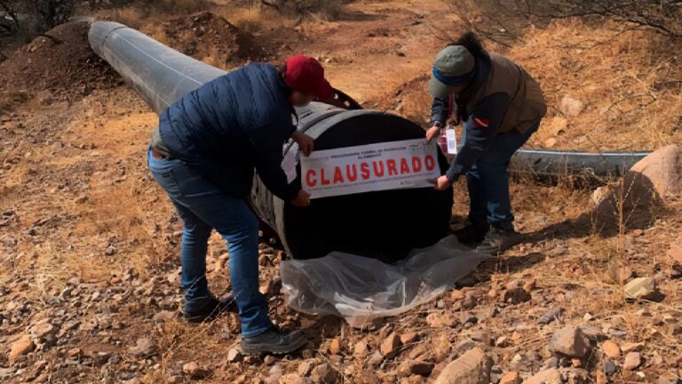 Denuncias ciudadanas llevan a cierre de ducto ilegal de minera en Sonora por extracción de agua potable