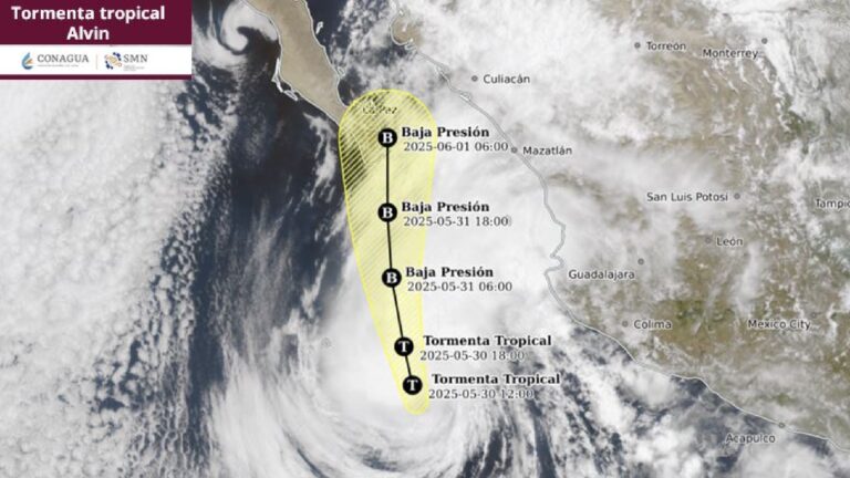 Tormenta “Alvin” pierde fuerza en el Pacífico, pero afectará Baja California Sur