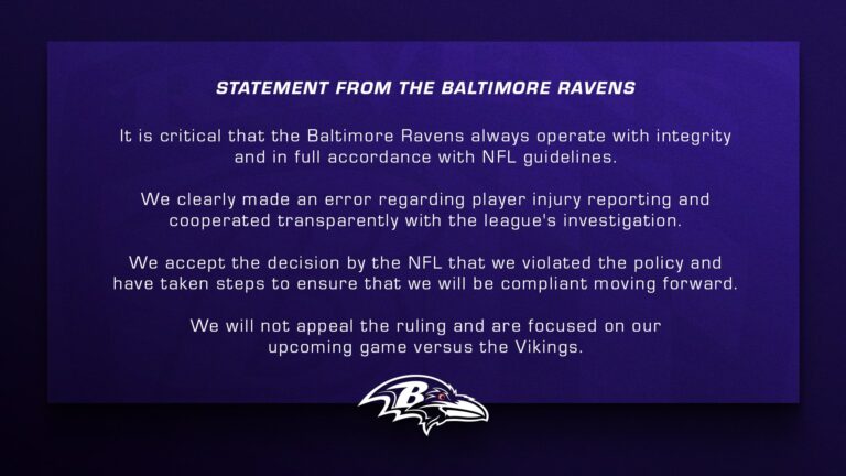 NFL multa a los Baltimore Ravens por información incorrecta