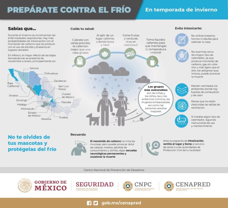 CNPC da algunas recomendaciones ante la entrada de Frente Frío