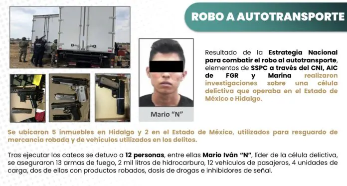 Fueron detenidos 12 integrantes de una banda de asalta transportistas