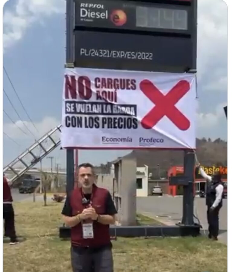 Profeco colocó primeras mantas en gasolineras que se vuelan la barda con los precios