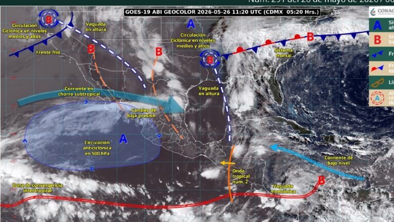 Clima al 26 de Mayo: lluvias intensas en el noreste y muy fuertes en el sur
