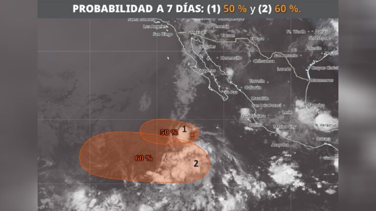 Zona de baja presión frente a Jalisco con 50% de posibilidad de convertirse en tormenta