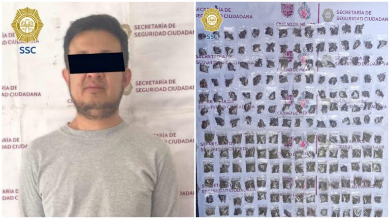 Detienen en Tláhuac a hombre con 208 dosis de marihuana; lo vinculan con robo en Polanco