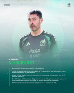 Xabier Mancisidor, entrenador de porteros de la selección mexicana. Foto: X: @miseleccionmx