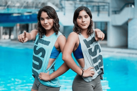 Mia y Lia Cueva. Atlatas Mexicanas. Clavados. Foto: X: @OlimpismoMex