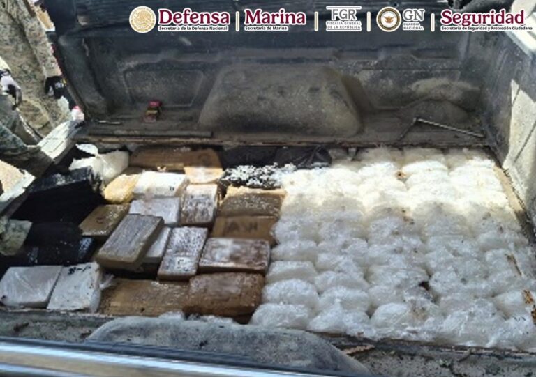 En Sonora, elementos de la Sedena aseguran droga oculta en una camioneta