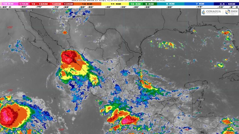 Clima al 14 de septiembre: lluvias intensas en el norte de Sinaloa y muy fuertes en 12 estados